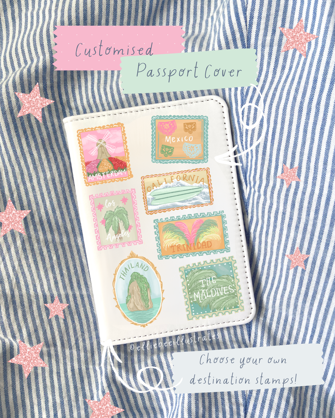 Customised Stamp Destination Passport Cover